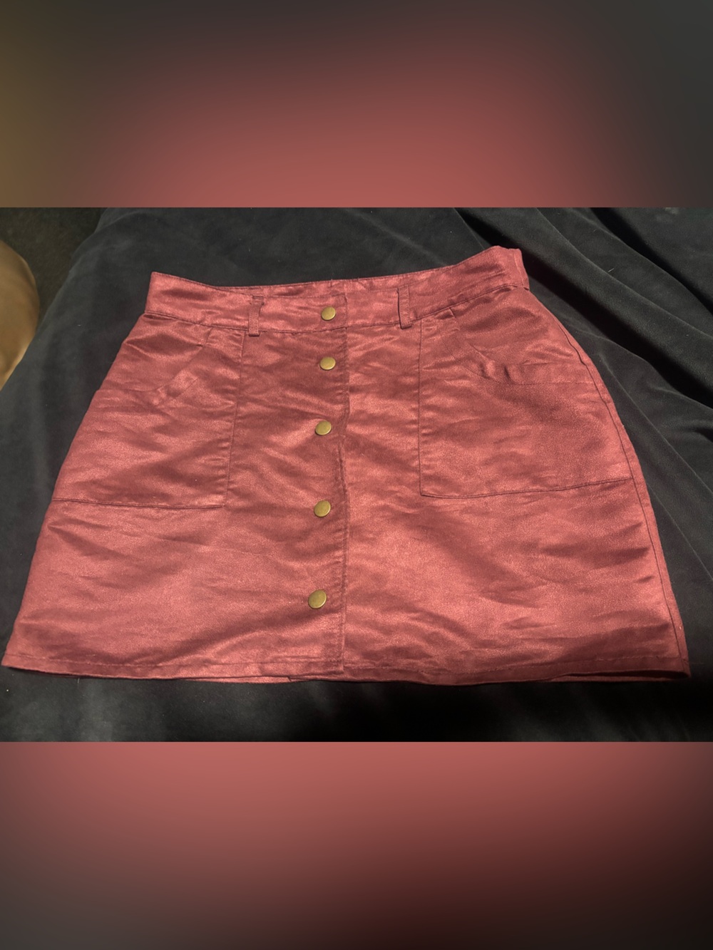 Rue21 Burgundy Suede Button-Front Mini Skirt